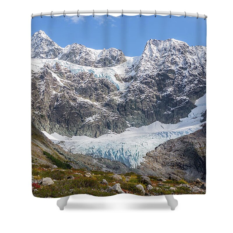 Mount Shuksan Shower Curtain featuring the photograph Shuksan Glacier by Michael Rauwolf
