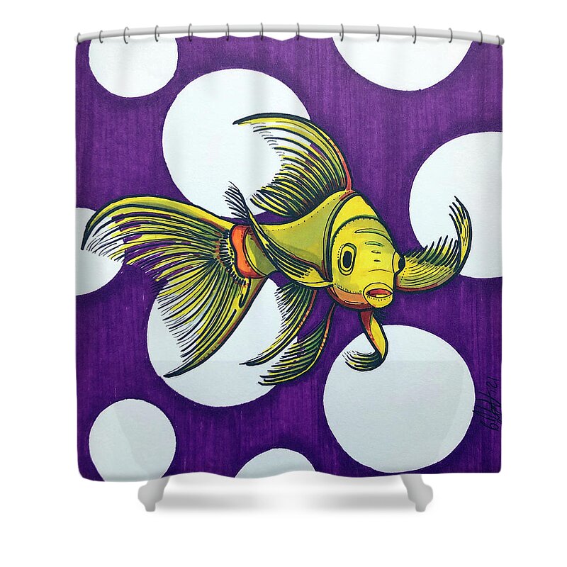 Siamese Fish Shower Curtain featuring the drawing Siamese Betta by Creative Spirit