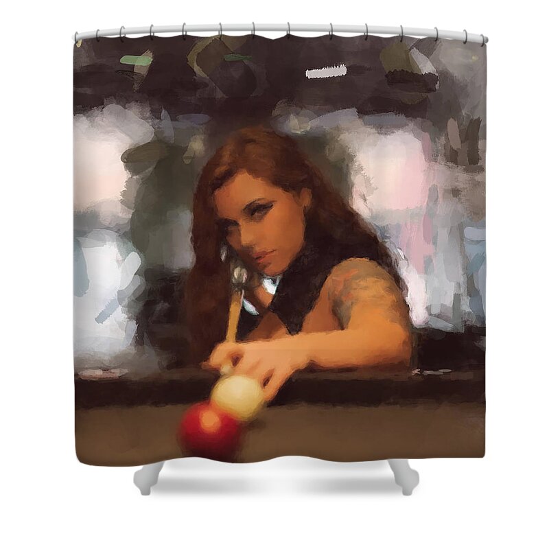 Side Pocket Shower Curtain featuring the painting Side Pocket by Gary Arnold