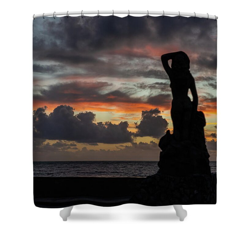 Cuba Shower Curtain featuring the photograph Silhouette of a lady by Roni Chastain