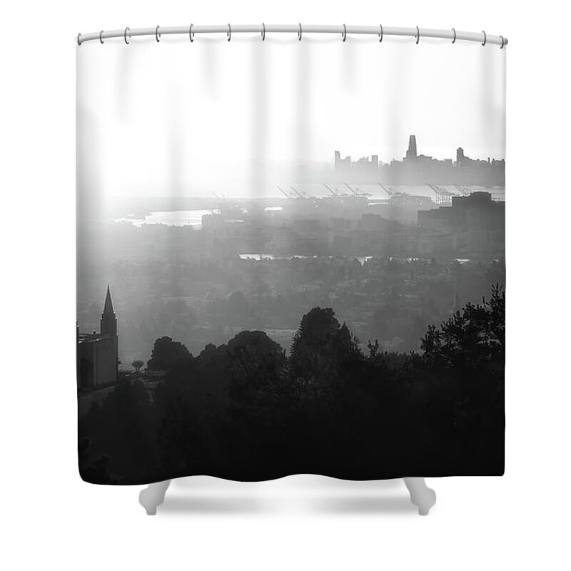 Landscape Shower Curtain featuring the photograph Silhouetted Temple by Laura Macky