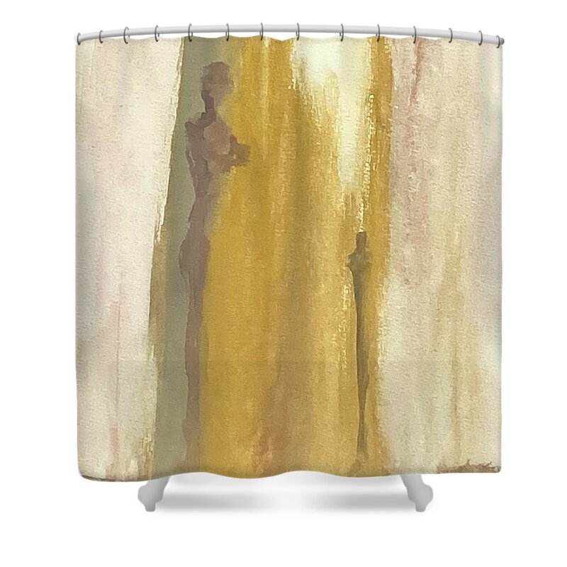 Figures Shower Curtain featuring the painting Silhouettes III by David Euler