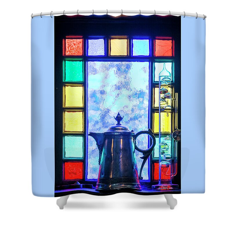 Still Life Shower Curtain featuring the photograph Silver and Glass by Mary Lee Dereske