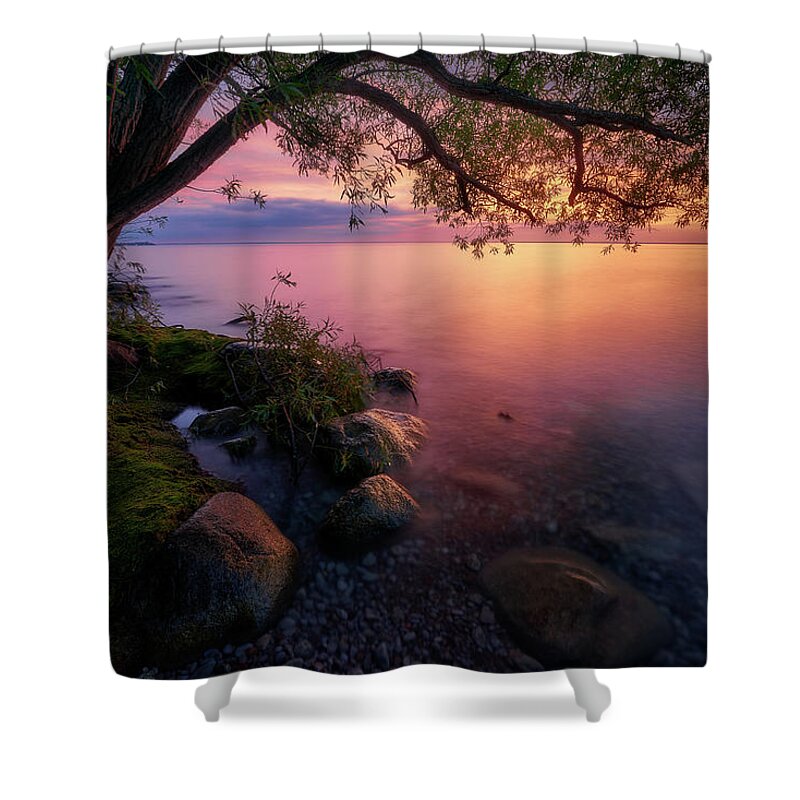 Lake Simcoe Shower Curtain featuring the photograph Simcoe Sunset by Henry w Liu