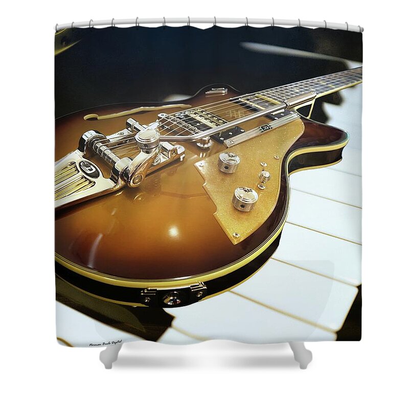Guitar Shower Curtain featuring the digital art Simple Beauty of Music by Norman Brule