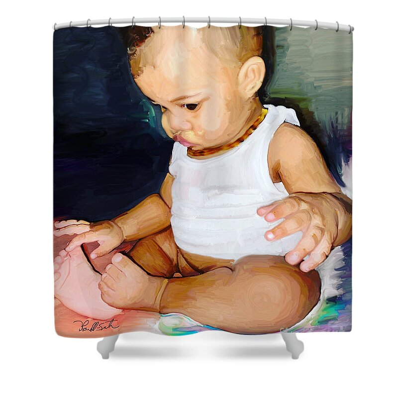 Baby Shower Curtain featuring the digital art Sincere by D Powell-Smith