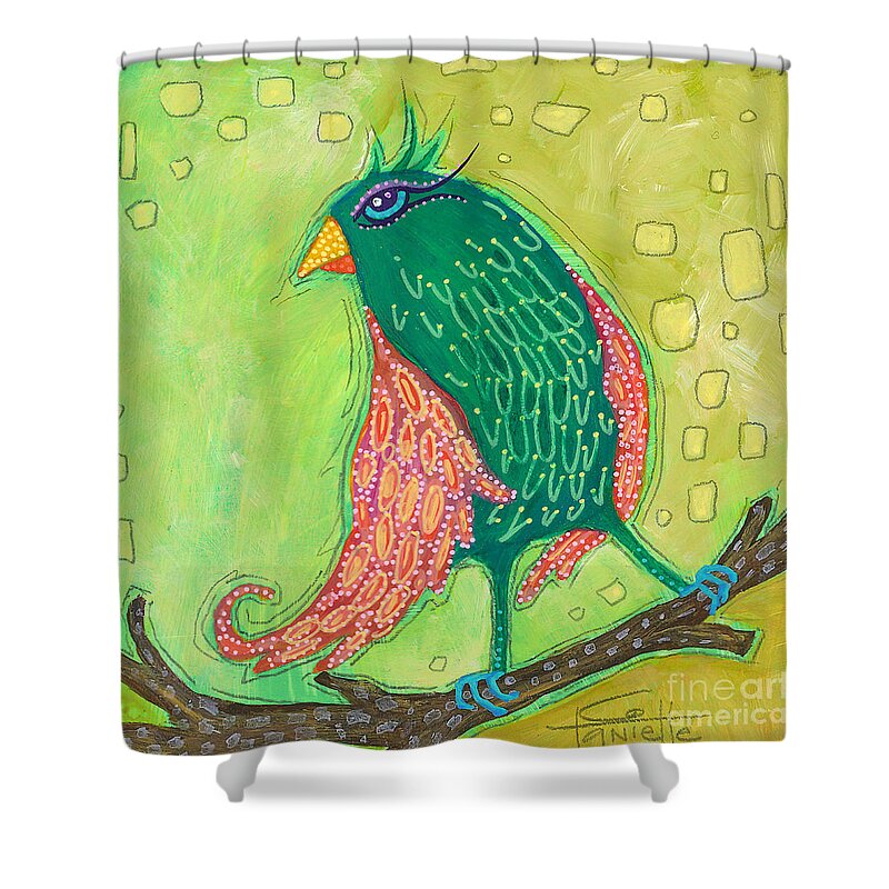 Bird Painting Shower Curtain featuring the painting Singing Sweet Songs by Tanielle Childers
