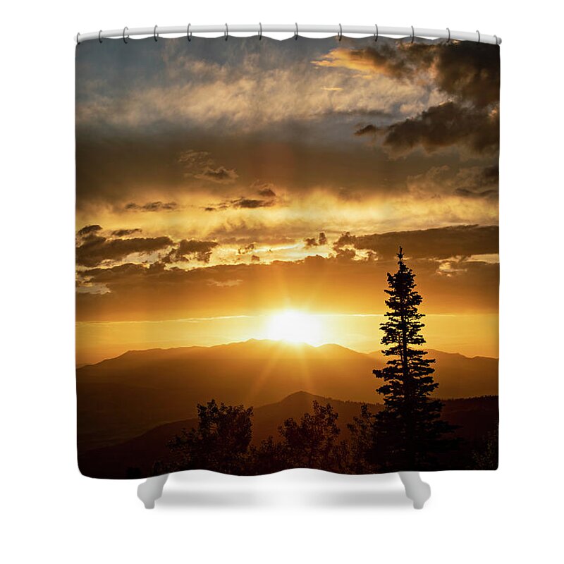 Sunset Shower Curtain featuring the photograph Single Tree Sunset by Wesley Aston