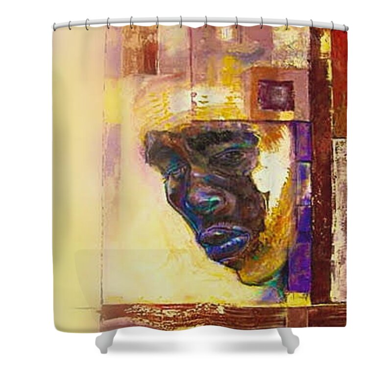  Shower Curtain featuring the painting Sir by Try Cheatham