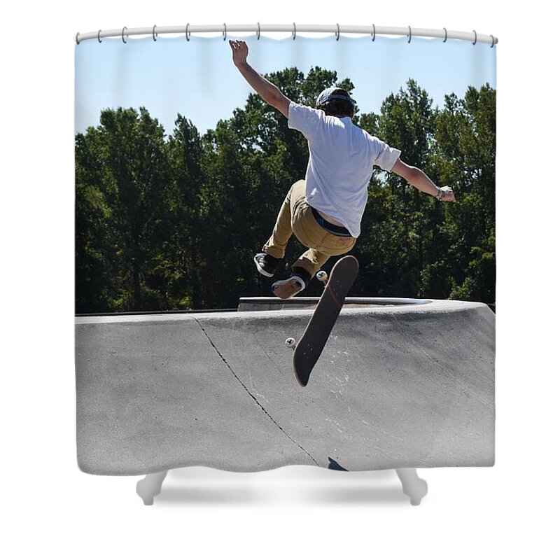 Skateboard Shower Curtain featuring the photograph Skateboarding 69 by Joyce StJames