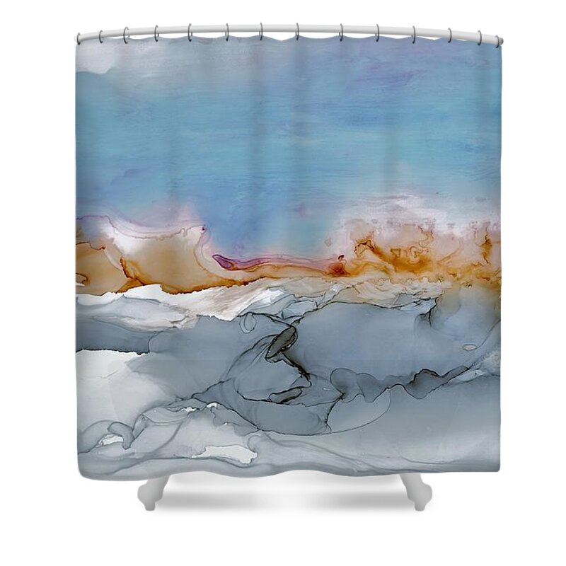 Abstract Shower Curtain featuring the painting Ski the Bowl by Angela Marinari