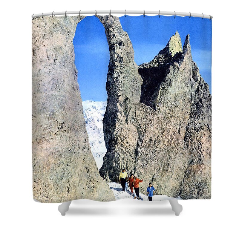 Tignes Shower Curtain featuring the photograph Skiers at Tignes, France by Long Shot