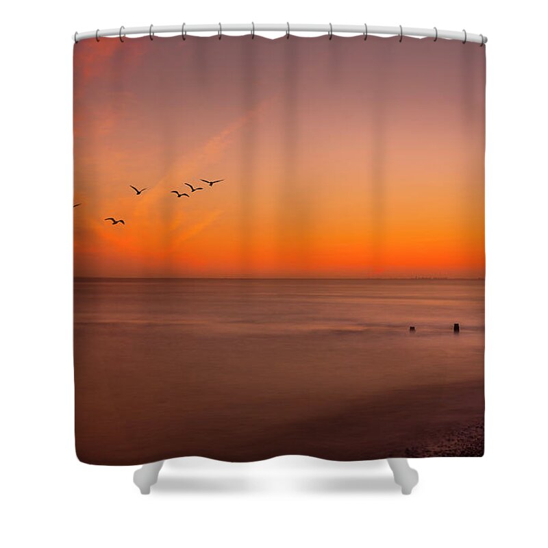Landscape Shower Curtain featuring the photograph Skies of Selsey by Chris Boulton