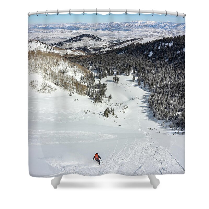 Utah Shower Curtain featuring the photograph Skiing Park City Ridgeline - South Monitor by Brett Pelletier