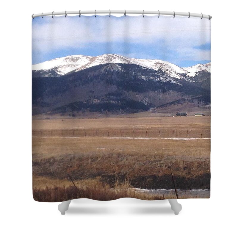 Rocky Mountains Shower Curtain featuring the photograph Sky Country by Lisa White