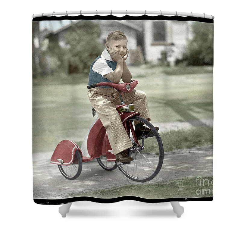 American Shower Curtain featuring the photograph Sky King Tricycle 1935 by Martin Konopacki Restoration