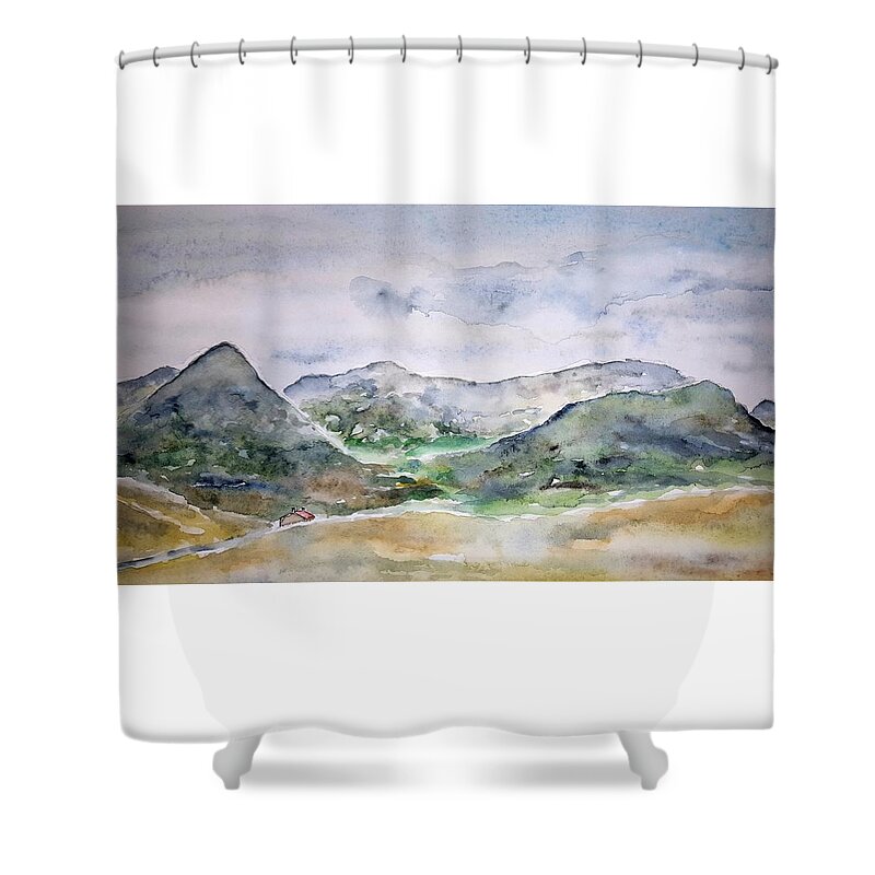 Watercolor Shower Curtain featuring the painting Skye Valley by John Klobucher