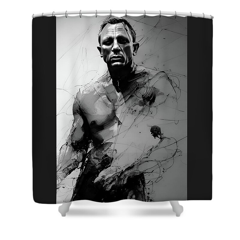 Daniel Craig Shower Curtain featuring the digital art Skyfall - Daniel Craig by Fred Larucci