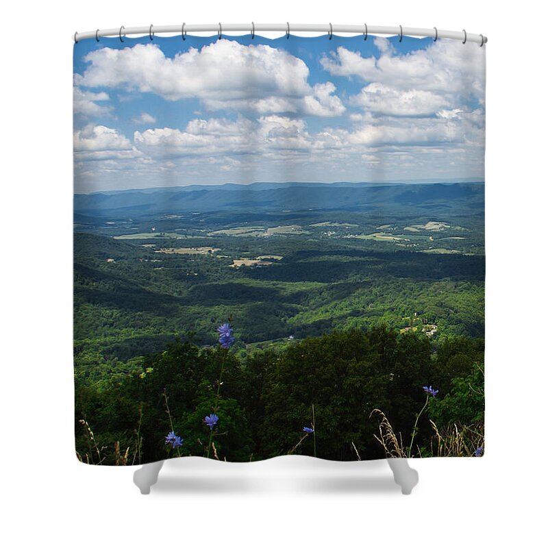 Virginia Shower Curtain featuring the photograph Skyline Drive Scene by Judy Cuddehe