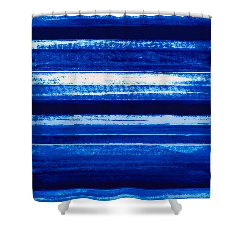 Skyscape Blue Shower Curtain featuring the painting Skyscape-Blue Abstract by VIVA Anderson