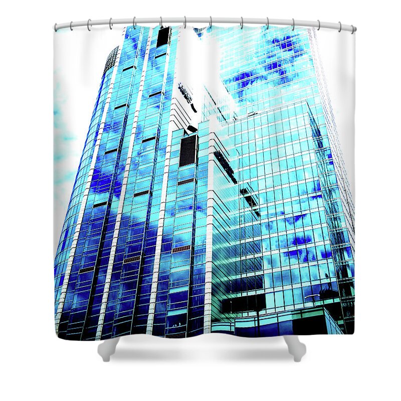 Skyscraper Shower Curtain featuring the photograph Skyscraper In Clouds In Warsaw, Poland 8 by John Siest