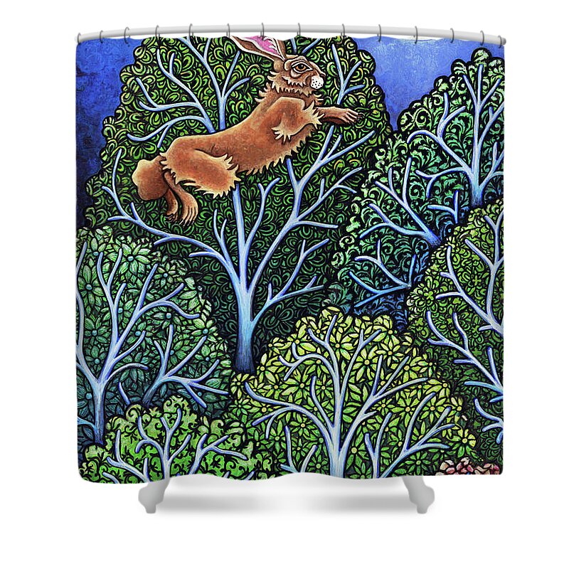 Hare Shower Curtain featuring the painting Skyward Bound by Amy E Fraser