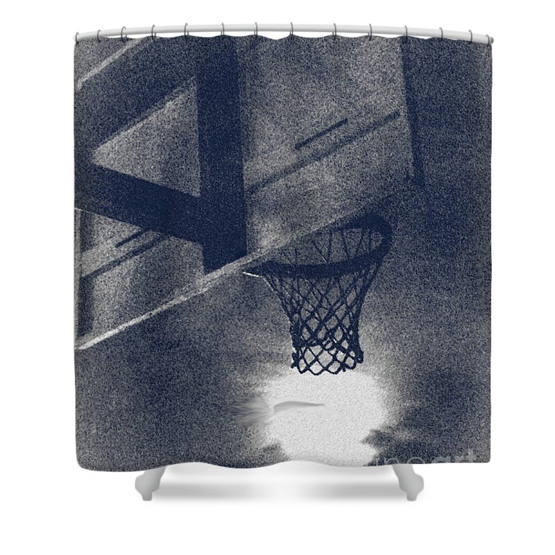 Basketball Shower Curtain featuring the photograph Slam Dunk the Night by Heather Kirk