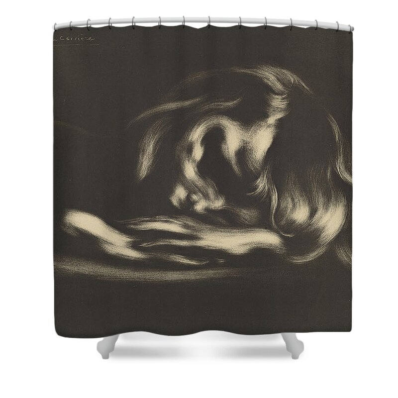 Eugene Carriere Shower Curtain featuring the drawing Sleep by Eugene Carriere
