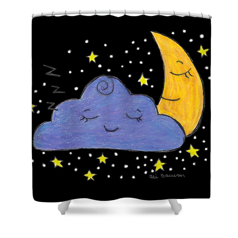 Sleepy Shower Curtain featuring the drawing Sleepy Time Sky by Ali Baucom