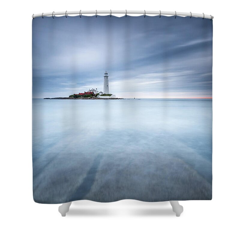 St Mary's Lighthouse Shower Curtain featuring the photograph Sliver - St Mary's Lighthouse by Anita Nicholson