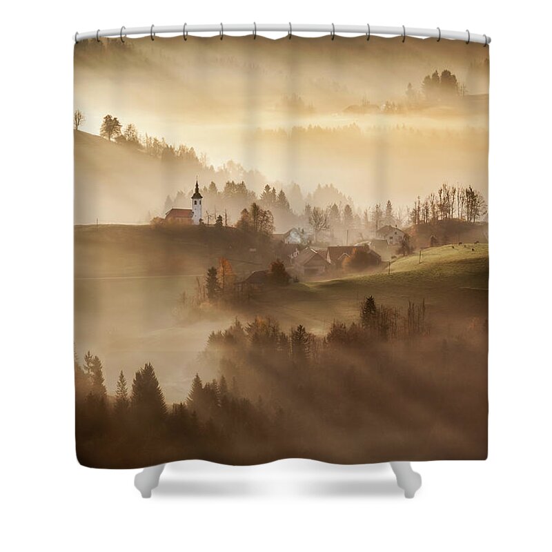 Slovenia Shower Curtain featuring the photograph Slovenian countryside by Piotr Skrzypiec