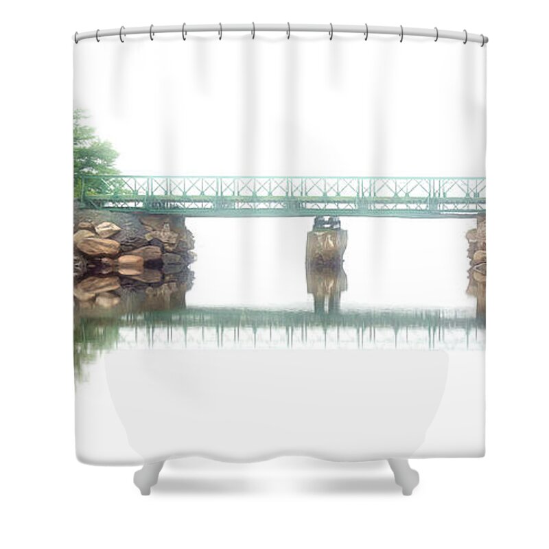 Bridge Shower Curtain featuring the photograph Small bridge in a foggy day by Tatiana Travelways