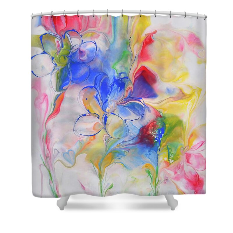 Rainbow Colors Shower Curtain featuring the painting Smile With You by Deborah Erlandson