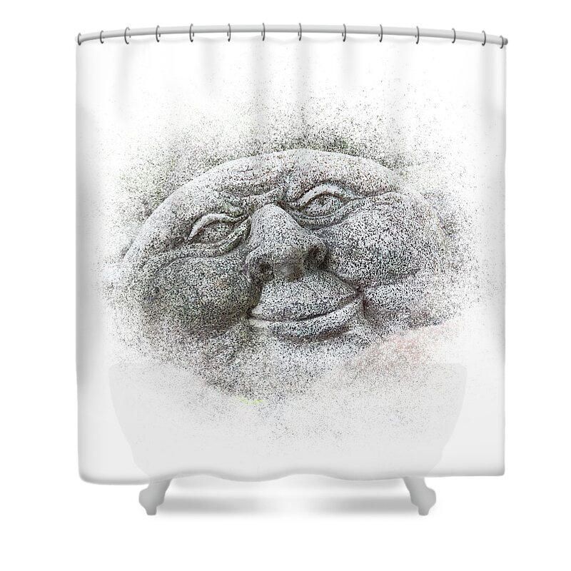 Stone Shower Curtain featuring the photograph Smiling Stone Face by Patti Deters