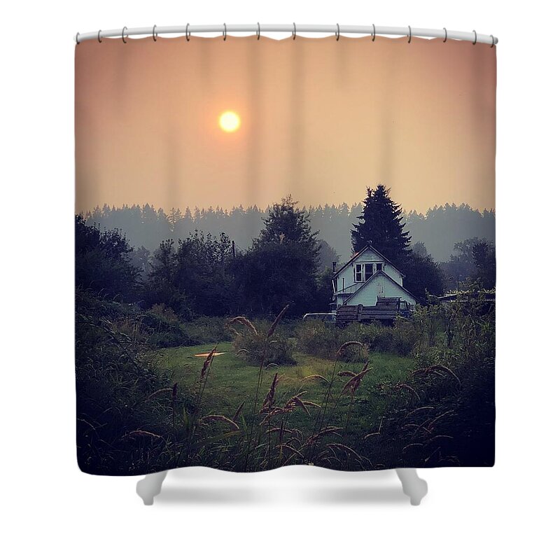 Sun Shower Curtain featuring the photograph Smoke from a Distant Fire by Grey Coopre