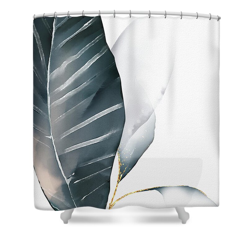 Watercolor Shower Curtain featuring the painting Smokey Blue Leaves I by Ink Well