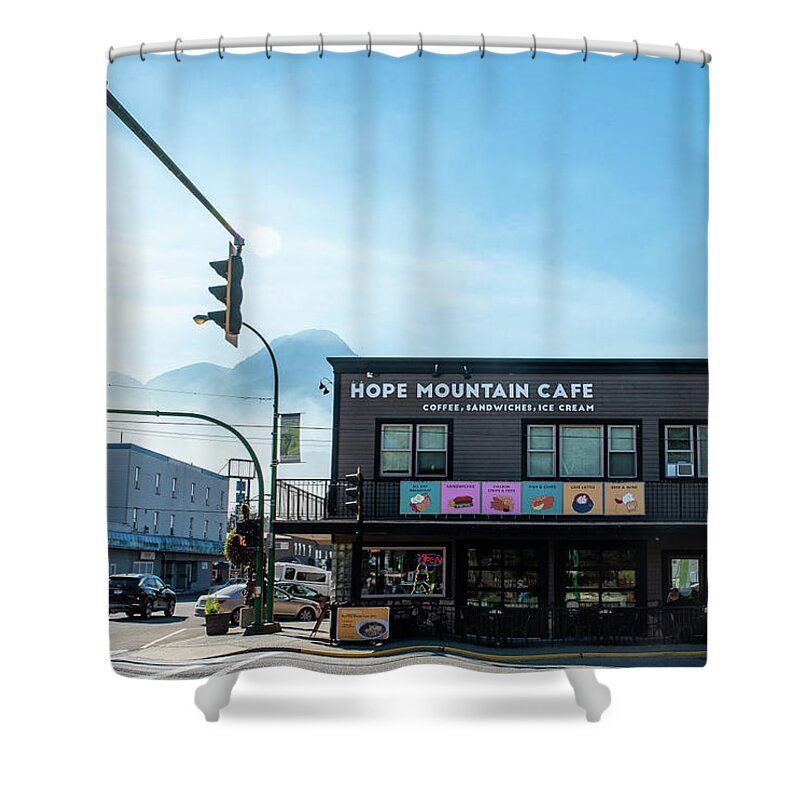 Smokey Mountains And Hope Cafe Shower Curtain featuring the photograph Smokey Mountains and Hope Cafe by Tom Cochran