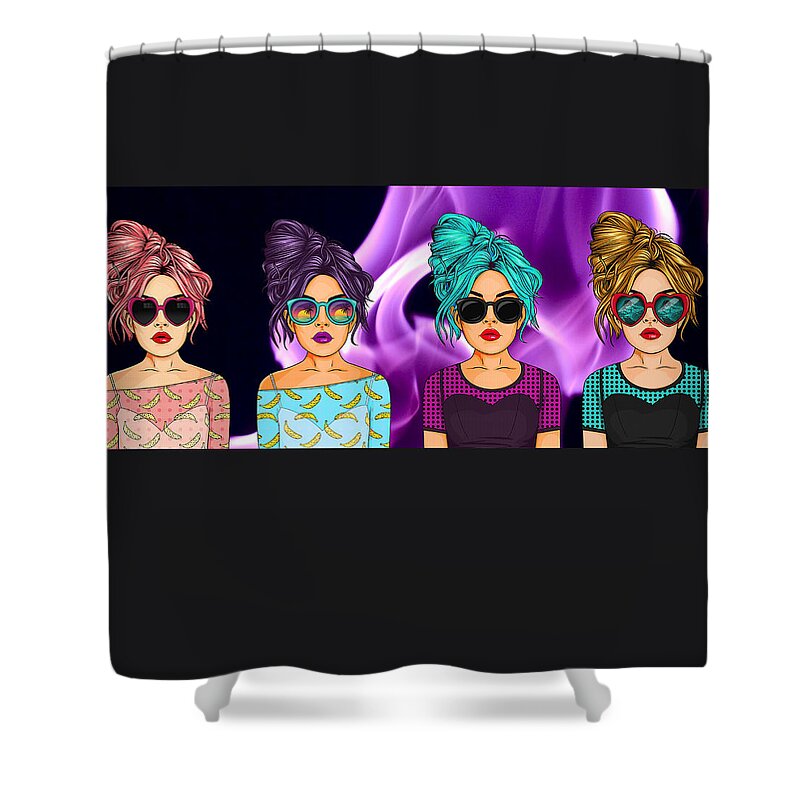 Purple Art Shower Curtain featuring the digital art Smokey Purple Pop Art by Caterina Christakos