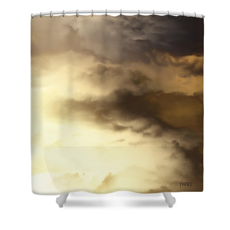 Haunted Shower Curtain featuring the mixed media Smokey Sky by John Emmett