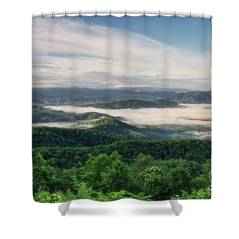 Smoky Mountains Shower Curtain featuring the photograph Smoky Mountain Sunrise 8 by Phil Perkins