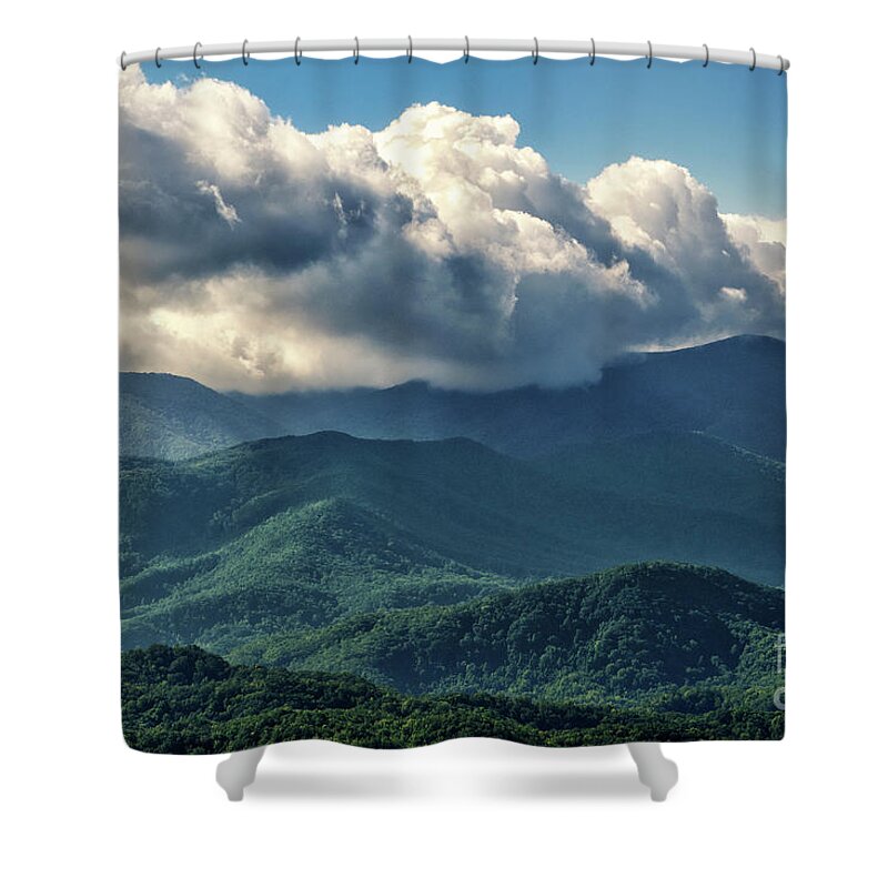 Foothills Parkway Shower Curtain featuring the photograph Smoky Mountains Clouds by Phil Perkins