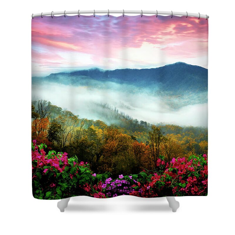 Boyds Shower Curtain featuring the photograph Smoky Mountains Overlook Blue Ridge Parkway by Debra and Dave Vanderlaan