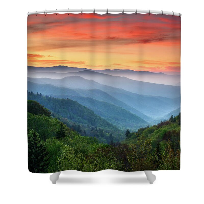 Great Smoky Mountains Shower Curtain featuring the photograph Smoky Mountains Sunrise - Great Smoky Mountains National Park by Dave Allen