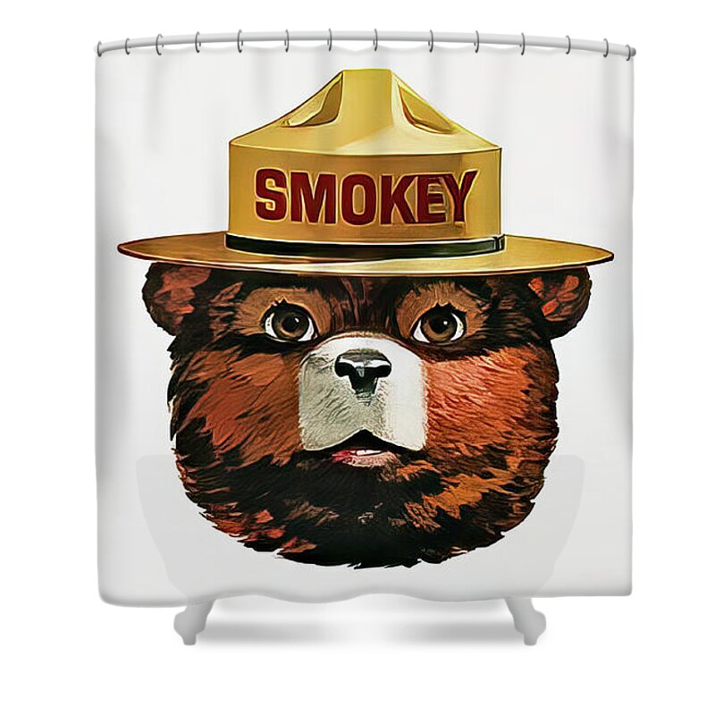 Smokey Shower Curtain featuring the drawing Smokey the Bear Fire Prevention by M G Whittingham
