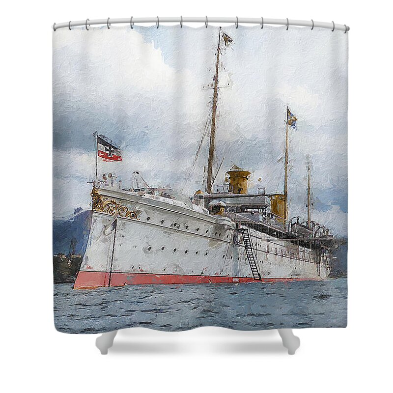 Steam Ship Shower Curtain featuring the digital art SMY Hohenzollern II by Geir Rosset