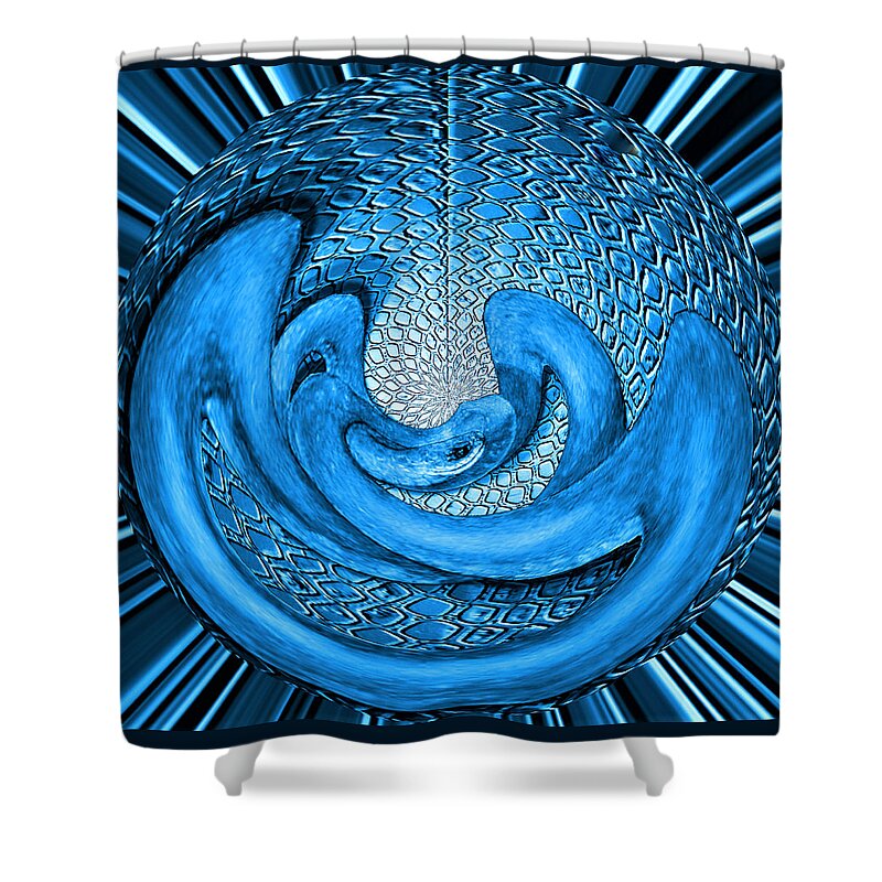 Digital Wallart Shower Curtain featuring the digital art Snake in an Egg by Ronald Mills