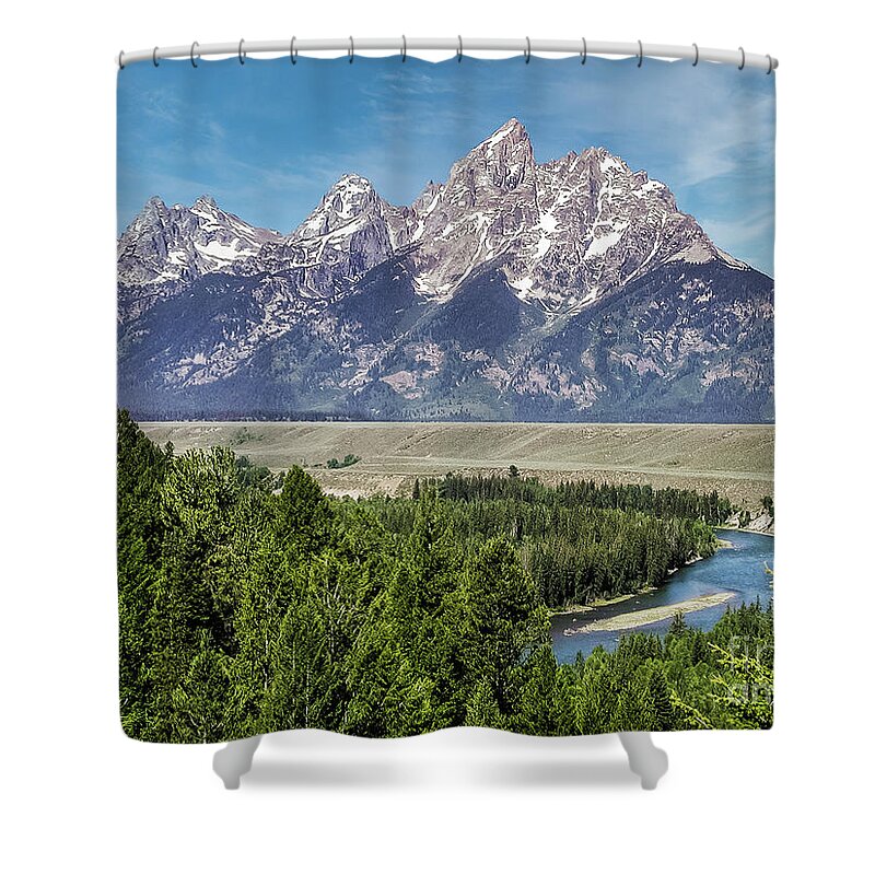 Clear Blue Sky Shower Curtain featuring the photograph Snake River Overlook by Al Andersen