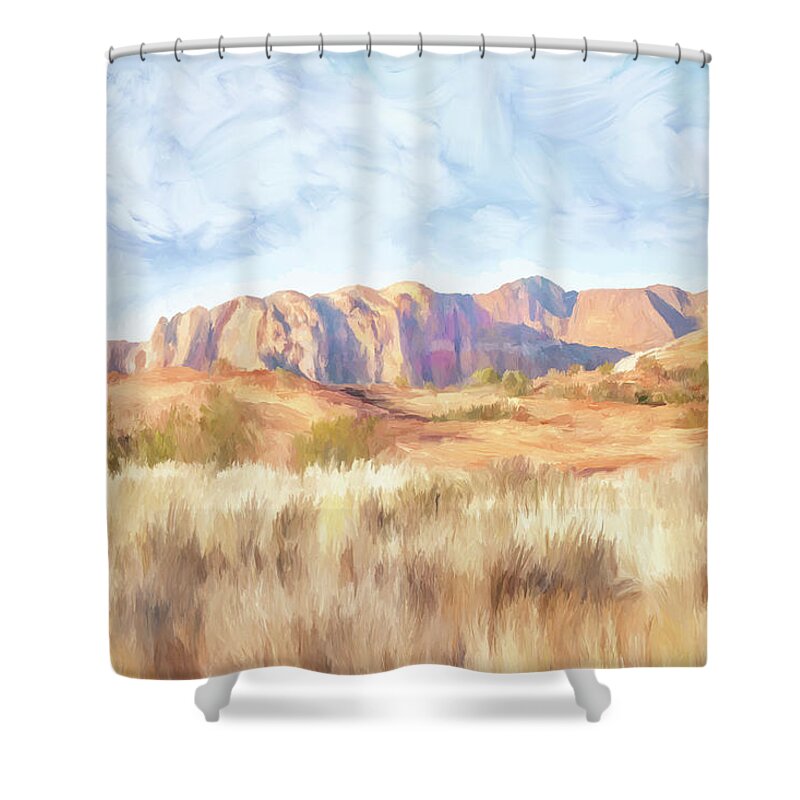 Snow Canyon Shower Curtain featuring the digital art Snow Canyon Vista by Ramona Murdock