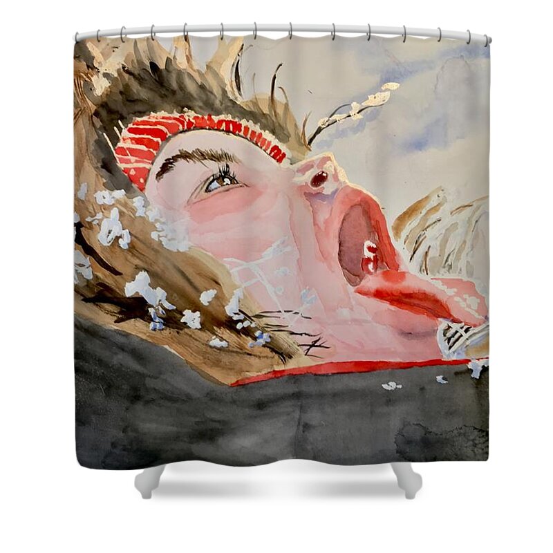 Watercolor Shower Curtain featuring the painting Snow Catcher by Bryan Brouwer
