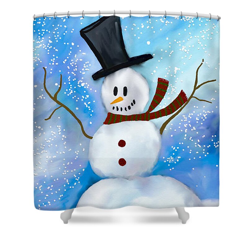 Snowman Shower Curtain featuring the digital art Snowman by Bonny Puckett